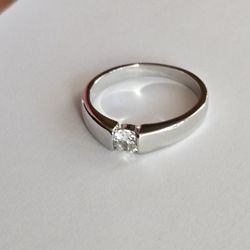 MENS NEW SIZE 11 CZ FASHION SILVER FOREVER BAND