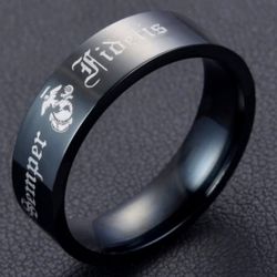 Marine Corps Semper Fi Ring Band Size 8 to 13.  Black Available See All 12 Pics Sold Separately SHIPPING Is AVAILABLE