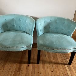 2 Velvet Lounge Chairs 