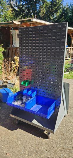 Mobile Louvered Panel Bin Storage Cart