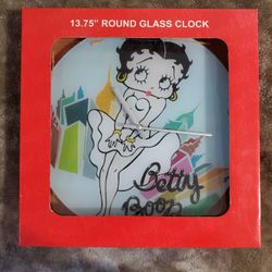 Betty Boop Round Glass Clock 13.75"