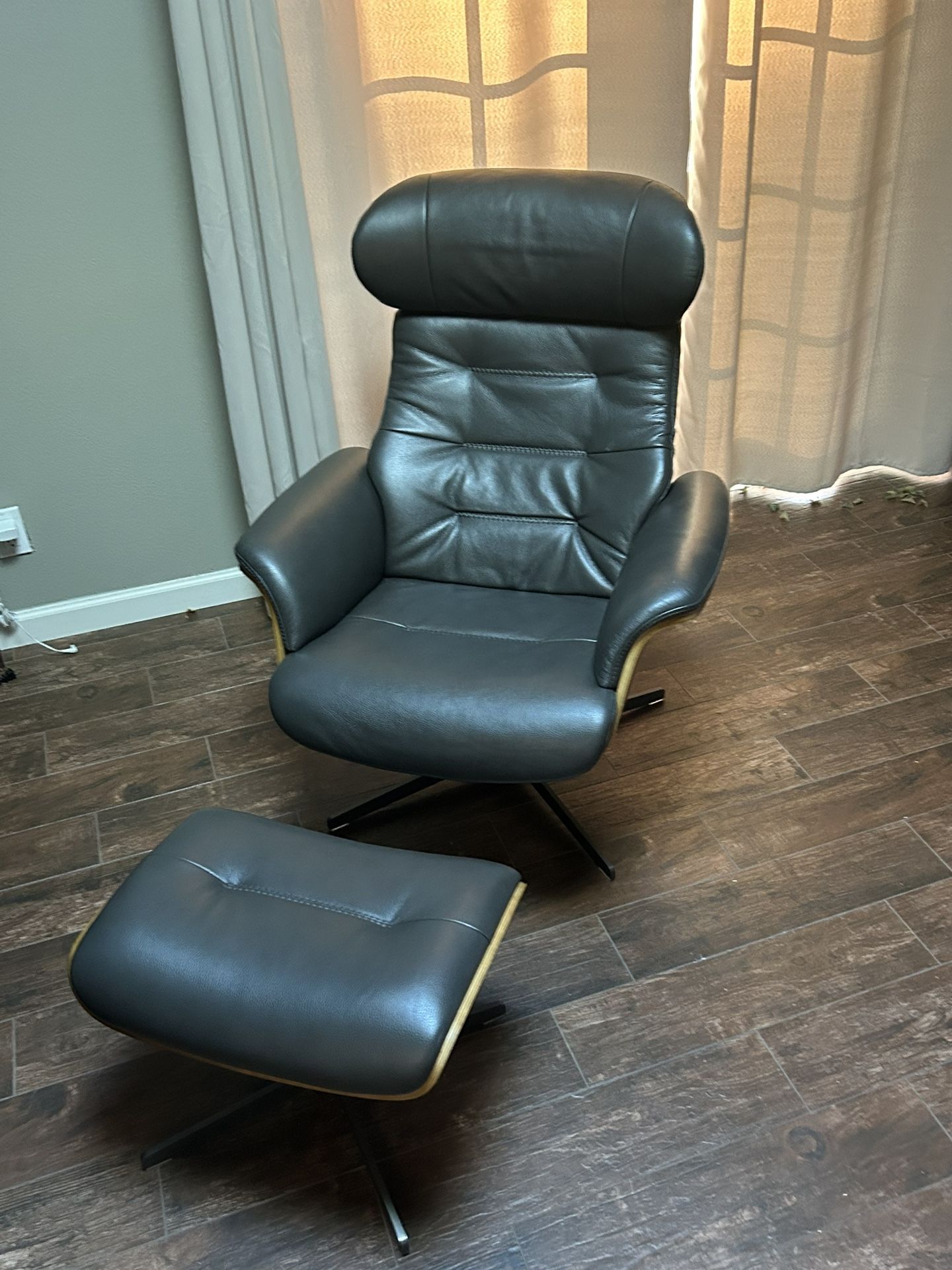 Amala Leather Reclining Swivel Chair