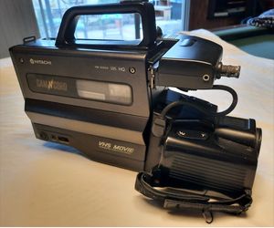 Hitachi VM-3000A VHS Camcorder, a full-size shoulder-style analog video camera released in the mid-1980s that records directly onto standard VHS casse