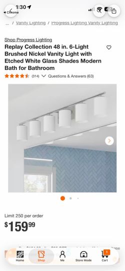 Shop Progress Lighting Replay Collection 48 in. 6-Light Brushed Nickel Vanity Light with Etched White Glass Shades Modern Bath for Bathroom