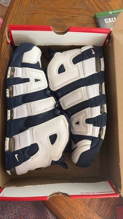 Nike uptempo navy blue and white size 10.5