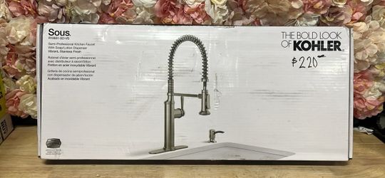 KOHLER Sous Single-Handle Semi-Professional Pull Down Kitchen Faucet with Sprayer in Vibrant Stainless Steel