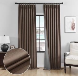 Cniuyhi Chocolate Brown Linen Texture 96 Inches Long Double Pinch Pleated Curtains, Back Tab Full Blackout Curtains With Hooks For Living Room Bedroom