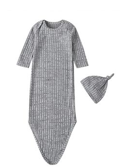 gray infant sleepwear with hat