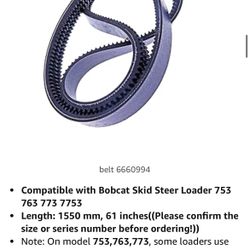 JEENDA Drive Belt  61" for Bobcat Skid Steer Loader  773(01-99,01 & Above) 3 Grooves