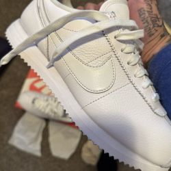 Leather All White Nike Cortez 