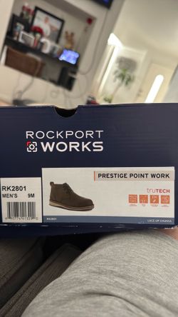 Rockport Men's Prestige Point Work Safety Toe Lace-up Chukka Industrial and Construction Boots, Brown, 9 US