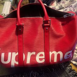 Louis Vuitton Supreme Red Duffel Bag 