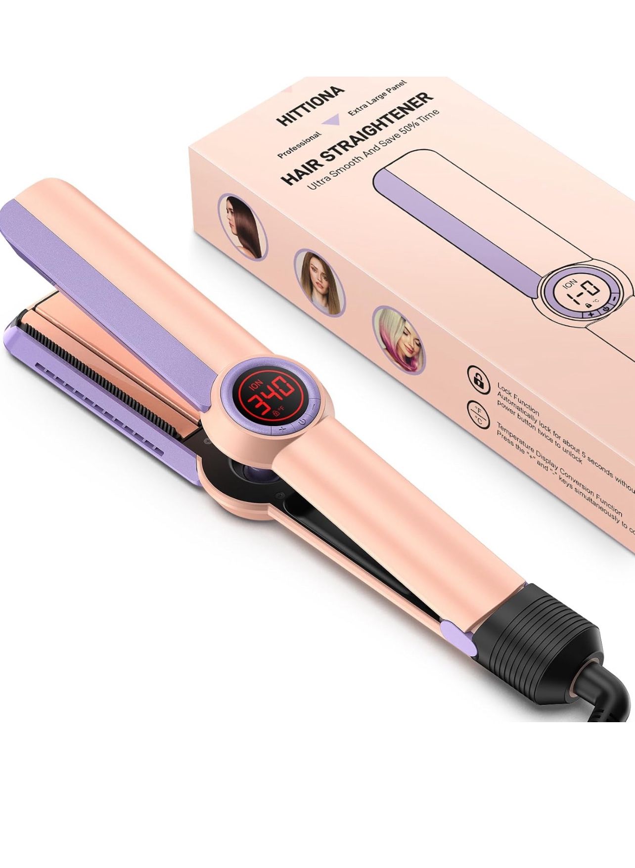 Brandnew Flat Iron Hair Straightener – 1.75” Ceramic Infrared Ionic Flat Iron with 5s Fast Heat-Up, Anti-Frizz Styling for All Hair Types