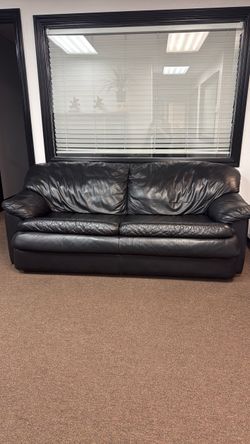 Black Leather Two-Seat Sofa