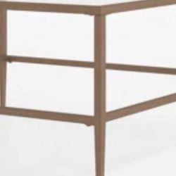 36” square brass table with bottom shelf also