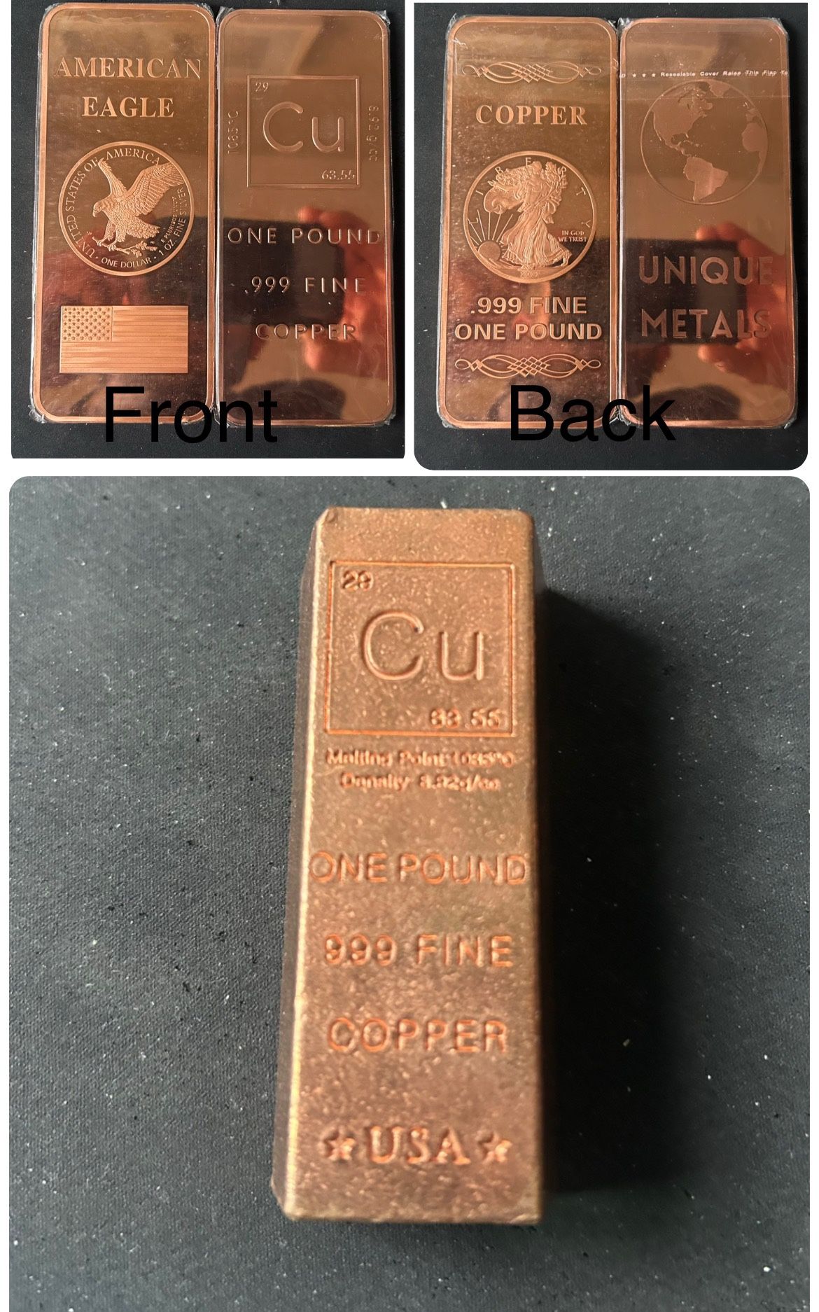 3 Lbs Copper Bar 