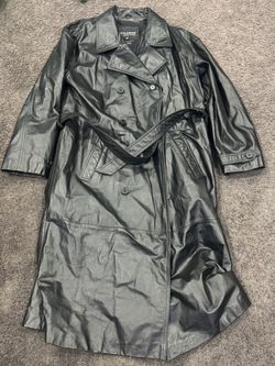 Wilsons Leather Black Long Trench Coat