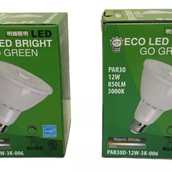 LED Light Bulb PAR30 12W 3000K - Warm White - 2 Pack - Dimmable - 75W Equivalent