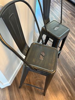 Metal Bar Stools with Back – Set of 2