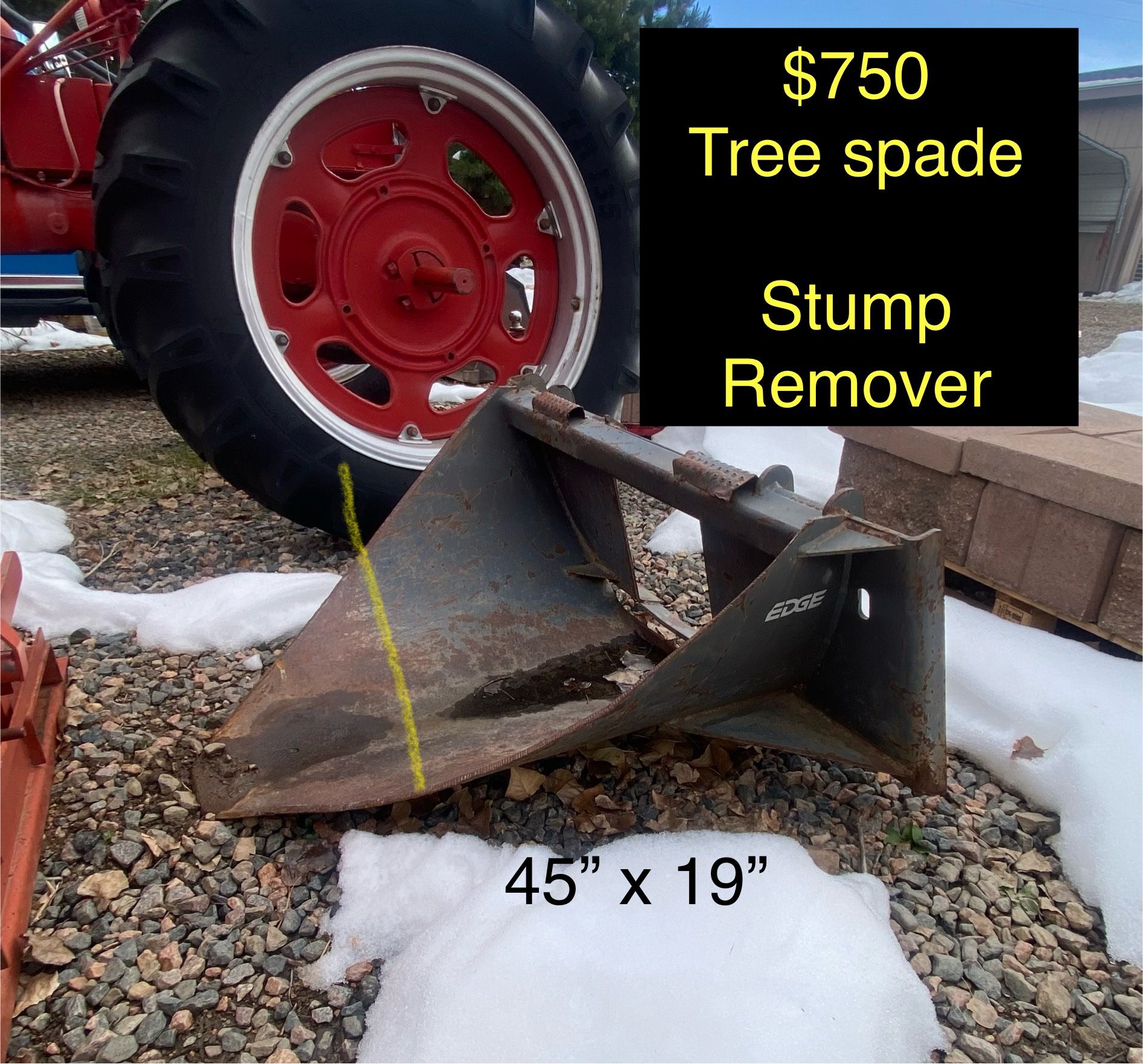 45” Tree Spade / Stump Remover heavy duty skid steer attachment