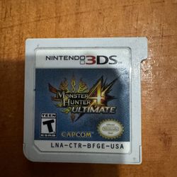 Monster Hunter 4 Ultimate Nintendo 3DS Game Cartridge  Working Capcom