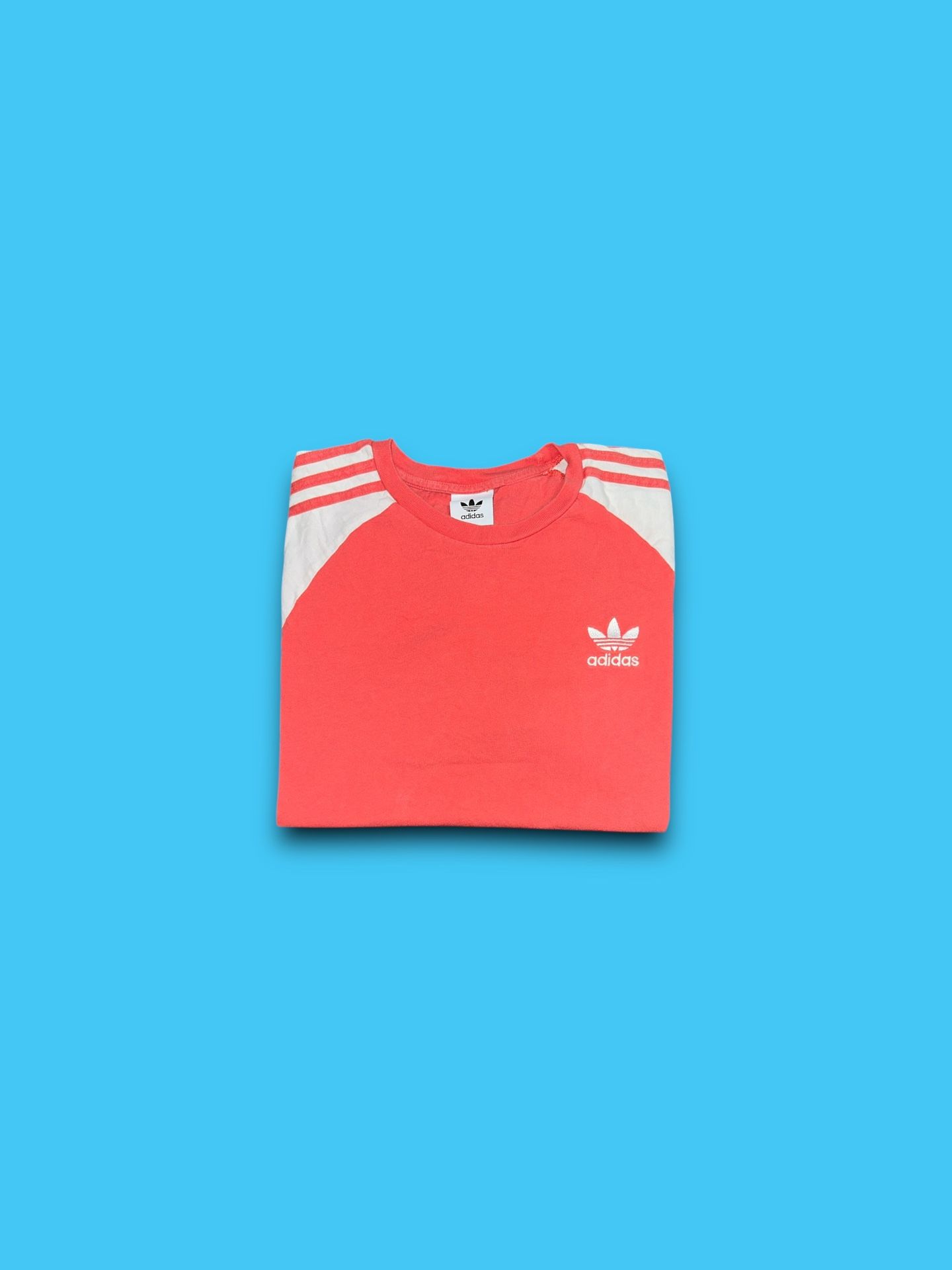 Adidas originals trefoil embroidered logo 3 stripe t-shirt pink men’s small