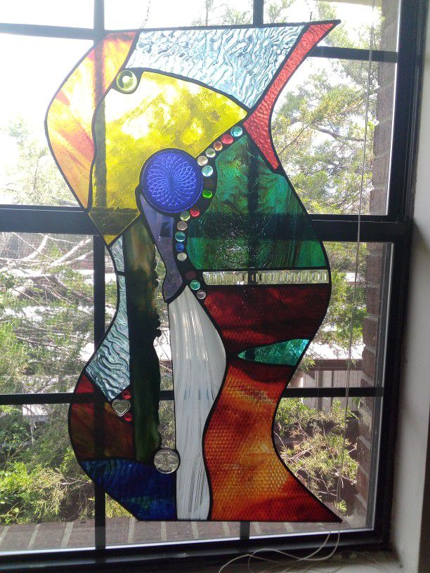 Contemporary Custom Stain Glass Hanging 