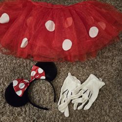 Disney  Minnie Mouse Tutu , Headband ,& gloves  set 
Girls size 
