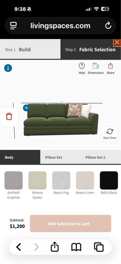 Living Spaces Prestige Foam IV Sofa – Superb Olive Velvet