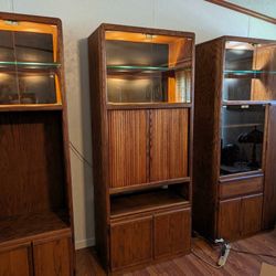 Wall Unit For Collectibles And Tv Plus Matching Mirror