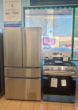 Sale ✨LG Refrigerator 4 Door 26 Cu. Ft. With internal Ice Maker and LG Gas Stove with AirFry