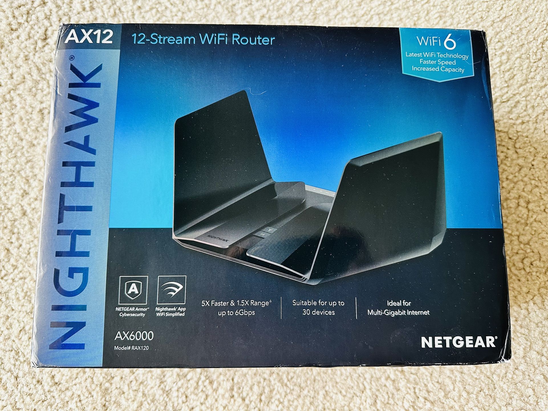 NETGEAR Nighthawk WiFi 6 Router (RAX120) 12-Stream Dual-Band Gigabit Router