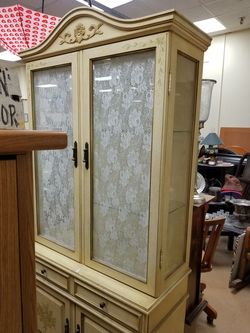 Vintage French Provincial China cabinet armoire