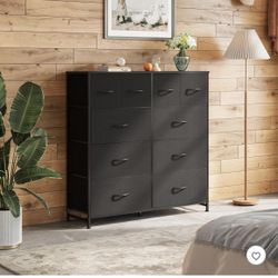 Black 10-Drawer Fabric Dresser Storage Tower