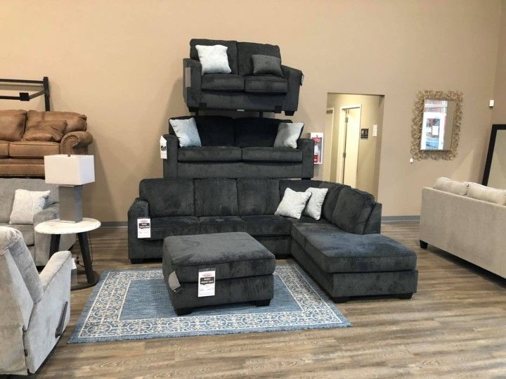 Altari Slate 2 Piece Laf/Raf Sectional with Chaise // NEW // ▪️# Sofa # Loveseat # Couch # Living Room Set Options Available