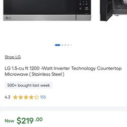 LG 1.5-cu ft 1200 -Watt Inverter Technology Countertop Microwave ( Stainless Steel )
