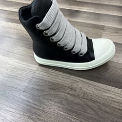 Rick Owens Black Leather Sneakers 