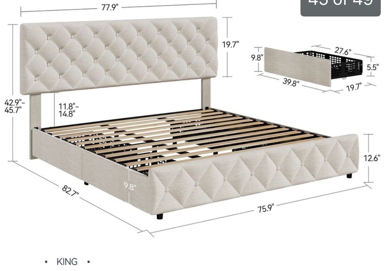 King Size Storage Bed Frame. Brand New! White