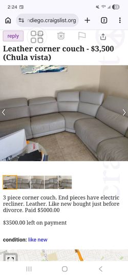 Leather corner couch