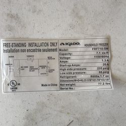 Igloo 7.1 cu.ft Freezer