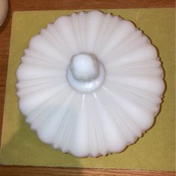 Anchor Hocking 6.5” Milk Glass Candy Dish/ lid