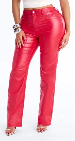 Fashion Nova Red Faux Leather Pants – Size XS