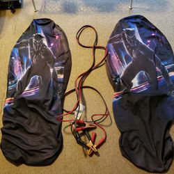 2 BLACK PANTHER SEAT COVERS (& FREE JUMPER CABLES) (FATHER'S DAY GIFT)