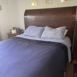 Wood and Leather Sleight Bed