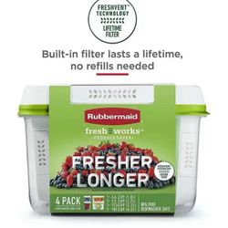 Rubbermaid FreshWorks Produce Saver, Medium and Large Storage Containers, With Lids, 8-Piece Set