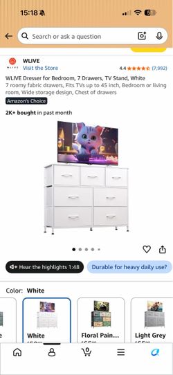 7 drawer white dresser