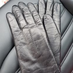 Ladies Black Leather Gloves, Lg