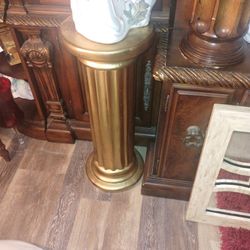 Two Gold Painted Pedestals 