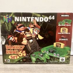 NINTENDO 64 N64 DONKEY KONG JUNGLE GREEN CONSOLE OEM CIB SUPER RARE MINTY SET!!!