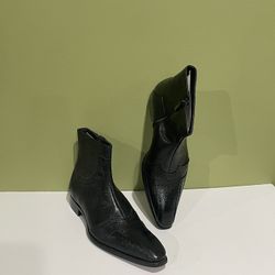 Duca Boots Black Point Toe Black Italian Leather 